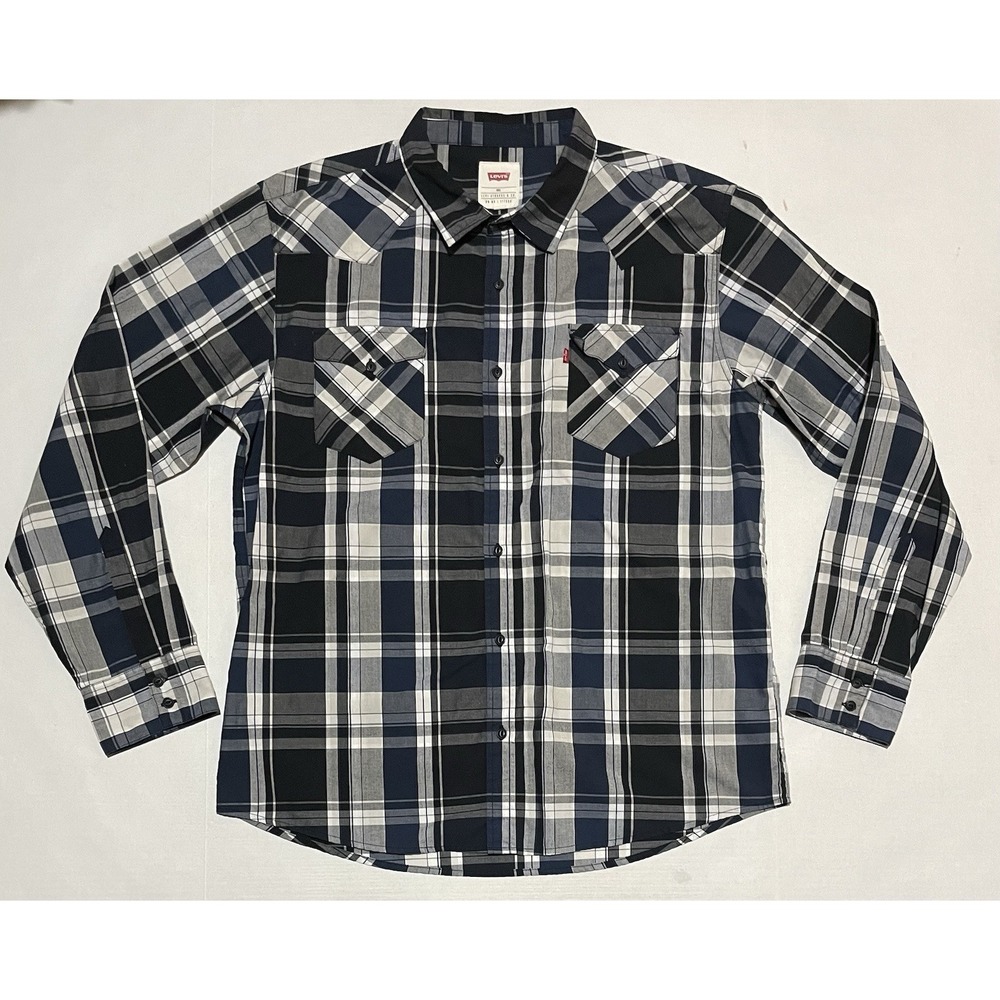 Levi's Mens Flannel Shirt Size XXL Button up Plaid Long Sleeve Western Pockets
